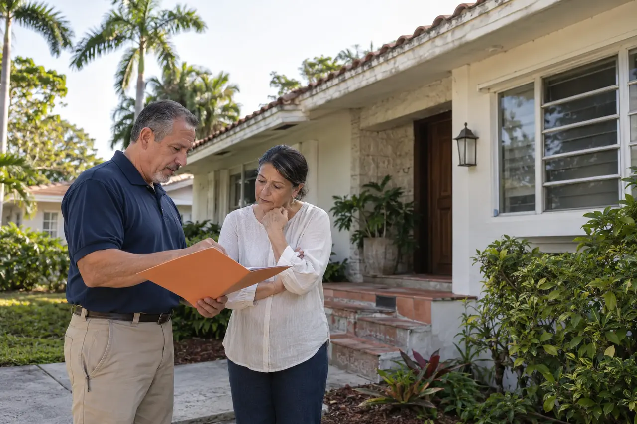 Propietaria revisando un posible permiso abierto en una vivienda de South Florida